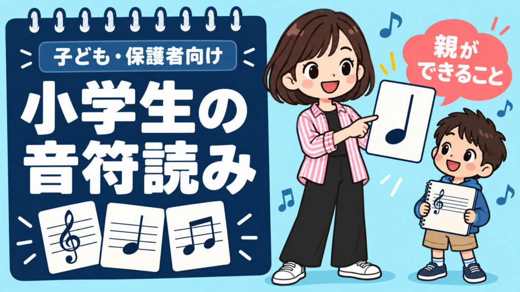 小学生の音符読みと親のサポートを解説するアイキャッチ